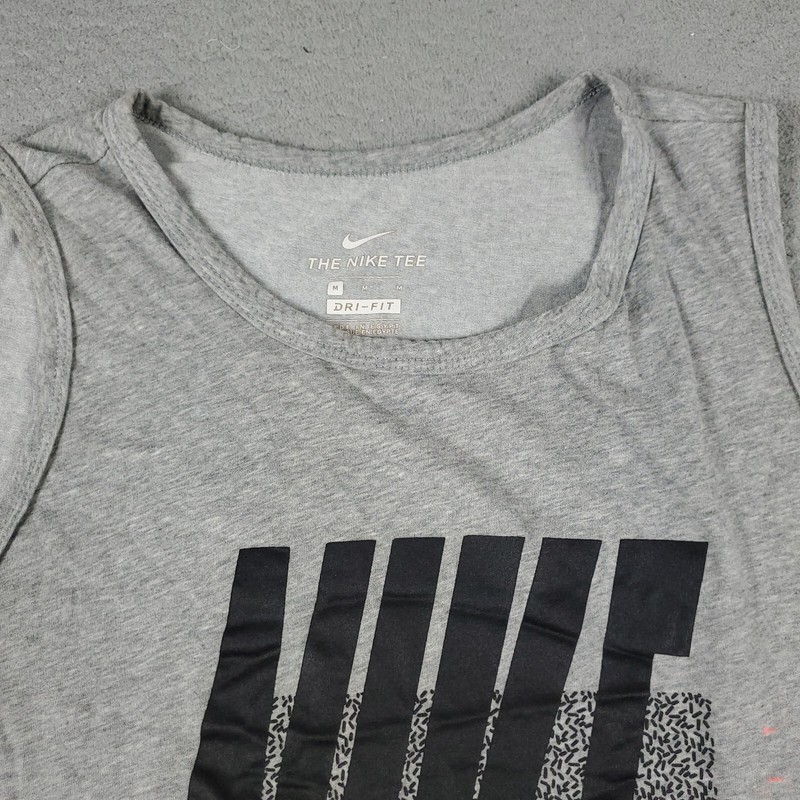 Nike T Shirt Mens Medium Gray Tank Top Swoosh Muscle Gym Work Out * gallery