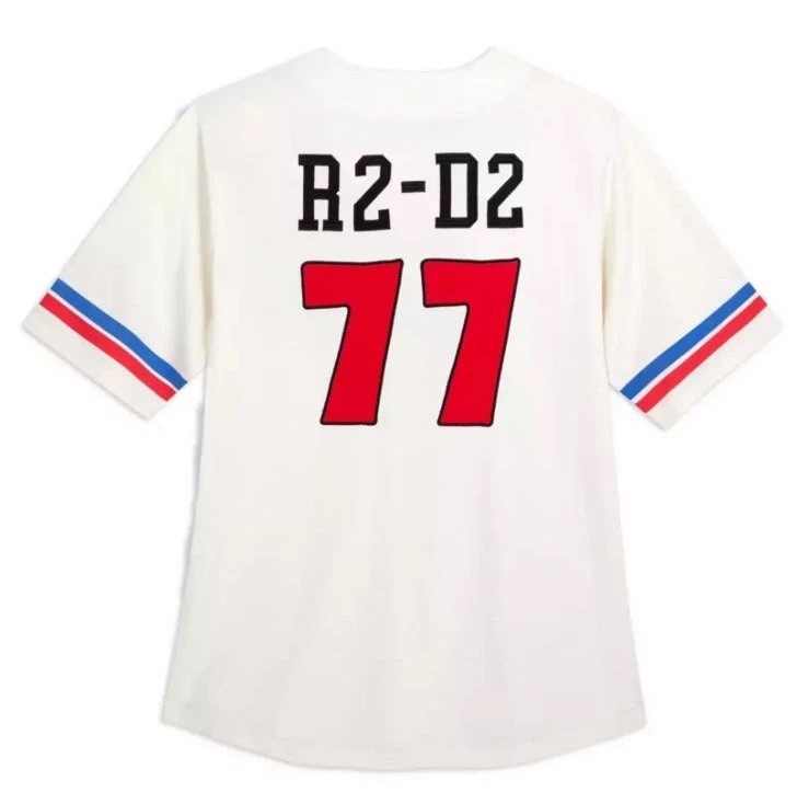 L - Disney Parks Star Wars Baseball Jersey Adult R2D2 Beige White 2025 R2-D2 #77 gallery