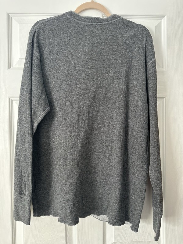 Men's LL BEAN Grey cotton/wool/nylon Lined Henley Shirt Size L gallery
