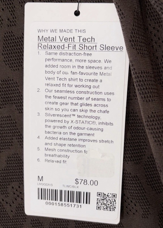 NWT🌞LULULEMON🌞MEN’S MEDIUM🌞METAL VENT TECH RELAXED SHORT SLEEVE🌞TLWC/BLK gallery