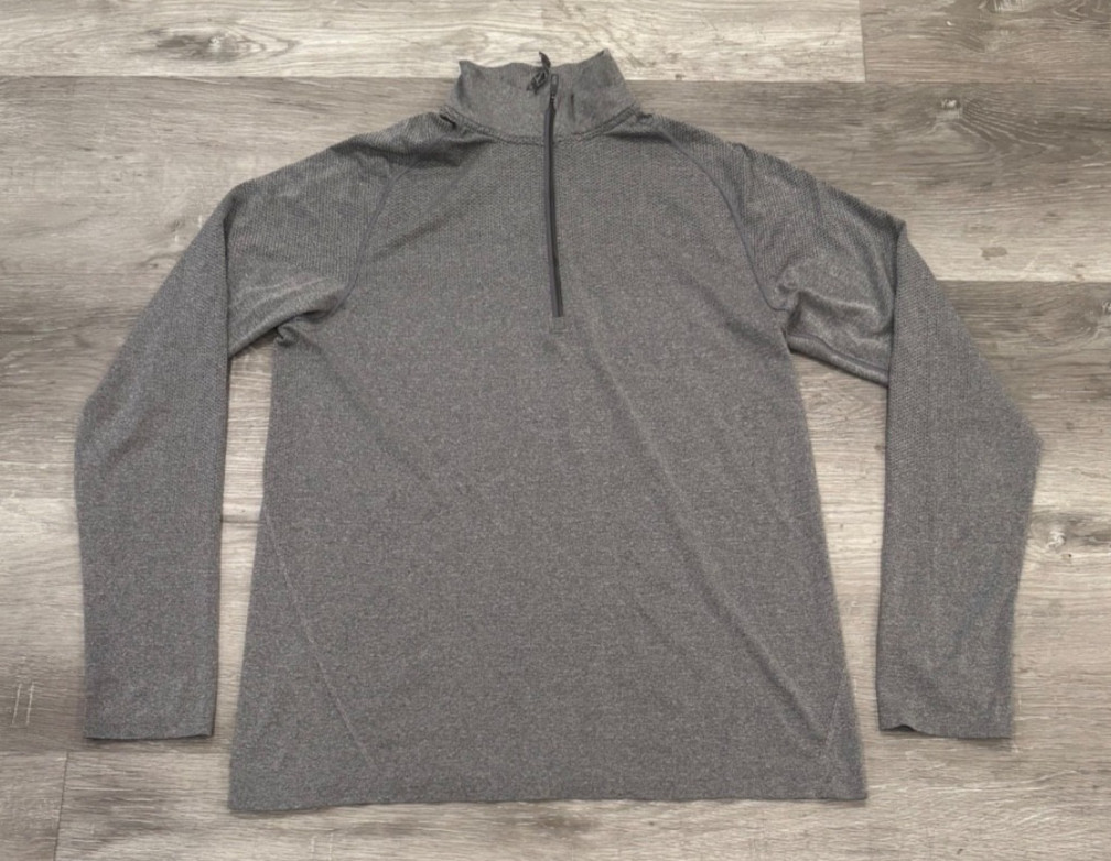 Lululemon Surge Warm 1/2 Zip Sweater Bone Heather Gray Athletic Train Mens M gallery