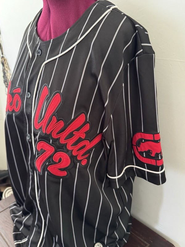 Ecko Unltd Unit 72 Baseball Jersey Black Pinstripe Embroidered NWT 2XL gallery