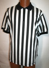 Vintage MAJESTIC B&W Stripe 1/4 Zip Referee Umpire JERSEY SHIRT L USA Made