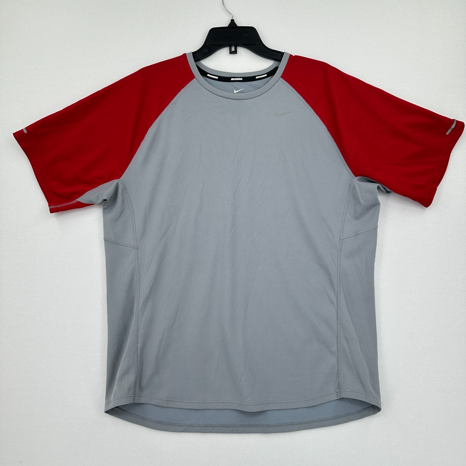 Nike Miler Running Dri-Fit Shirt Mens XL Gray Red Athletic Gym Activewear OSU gallery