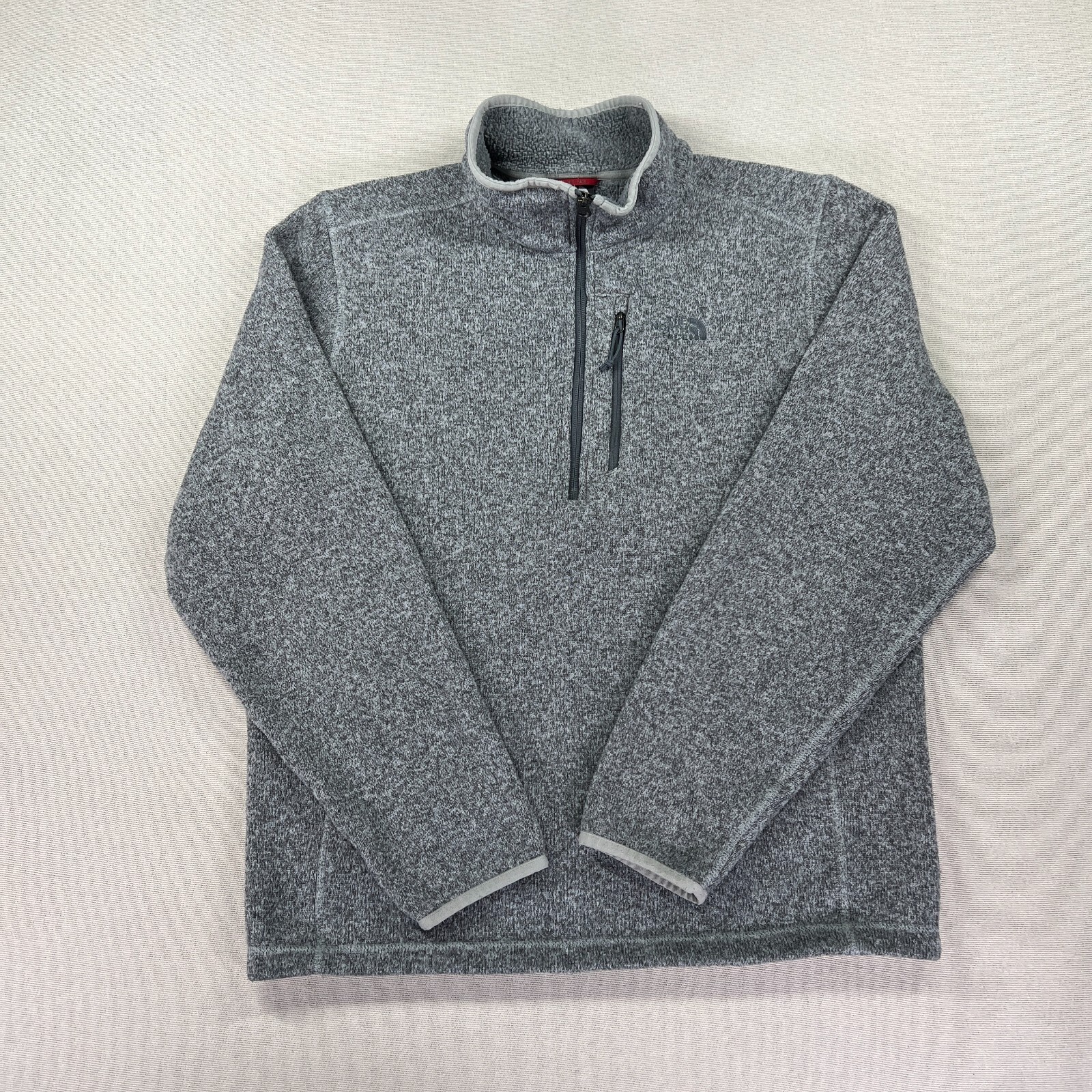 The North Face Pullover Mens Medium Marled Gray Fleece 1/2 Zip Outdoors Hike gallery
