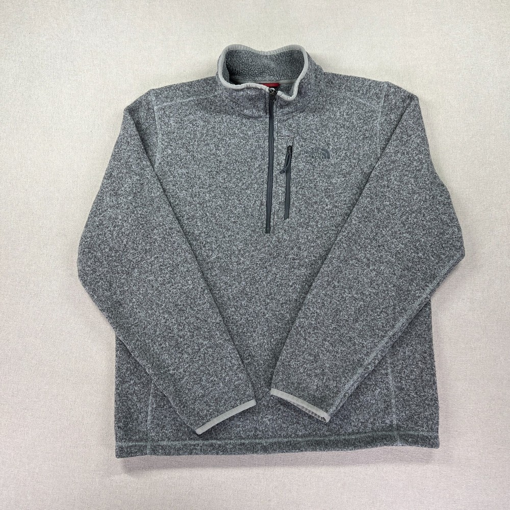 The North Face Pullover Mens Medium Marled Gray Fleece 1/2 Zip Outdoors Hike