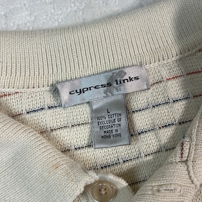 Cypress Links golf sweater long sleeves polo collar cotton pullover L gallery