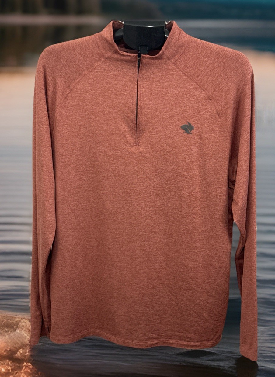 Rabbit quarter zip pullover rust heather long sleeve mens large gallery