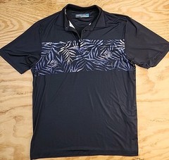 Roundtree & Yorke Performance Black Floral Golf Polo Mens Medium Lightweight