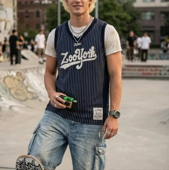 Vintage Y2k Zoo York Unbreakable Blue White Skater Tank Jersey Size Medium gallery