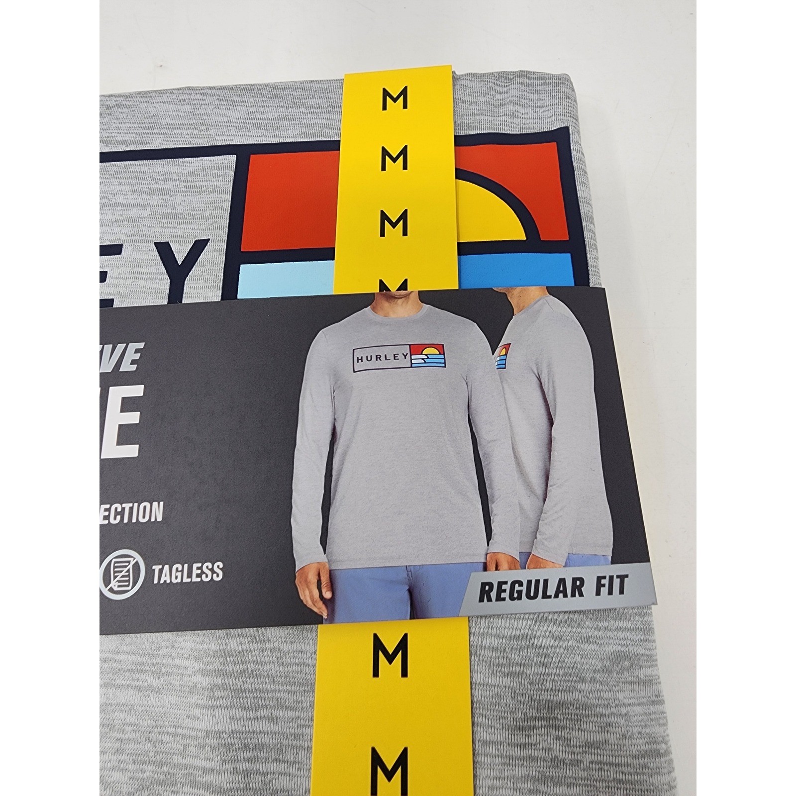 Hurley Mens Athletic Long Sleeve UV Tee Shirt Grey Poly Blend Size Medium gallery
