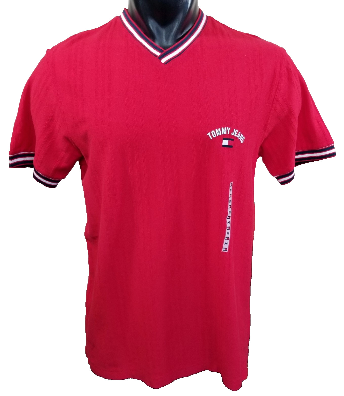 Tommy JEANS Hilfiger Red Flag Logo S/S Ribbed Shirt Top Men's Sz M gallery