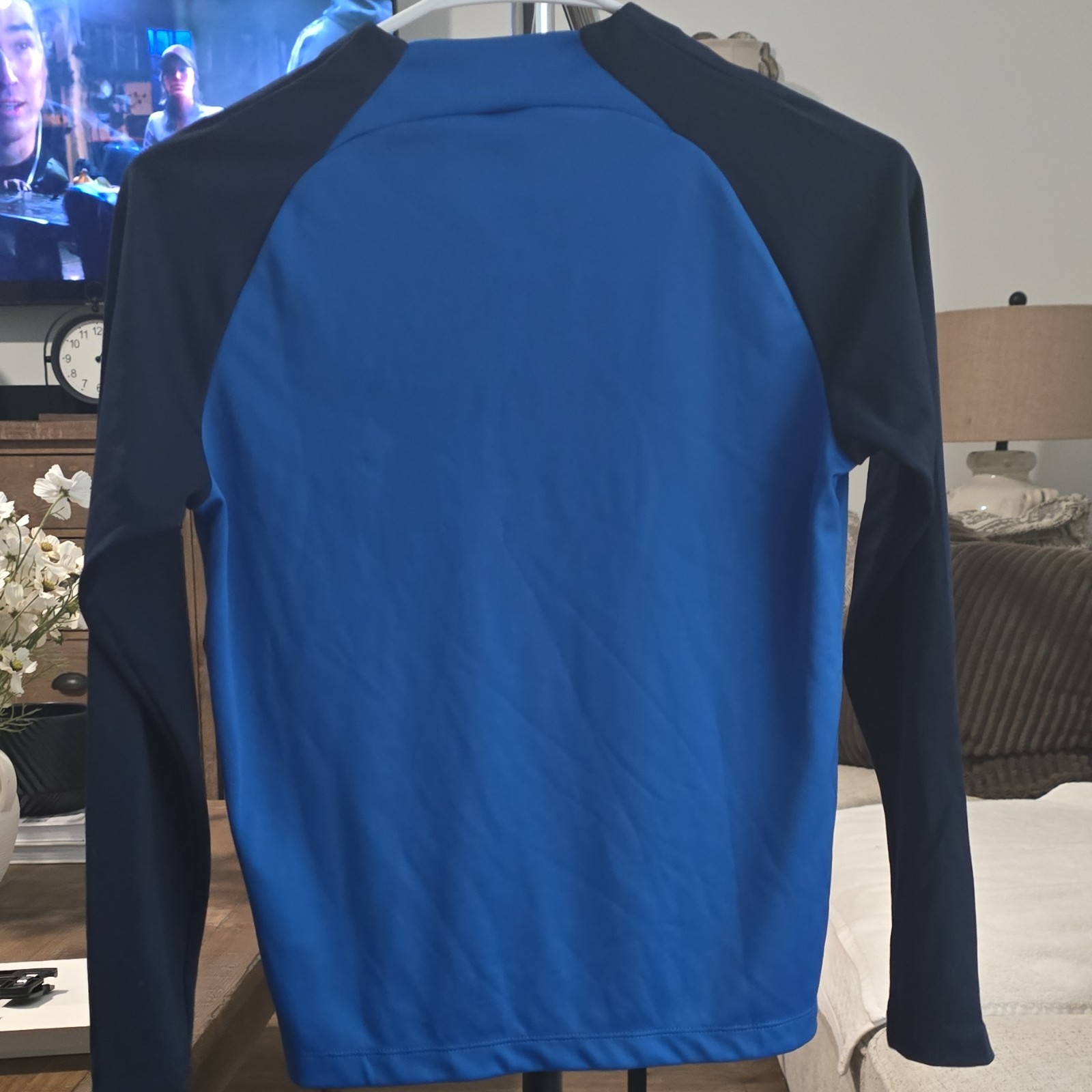 Nike Dri-FIT Men’s M Navy/ royal blue Polyester 1/4 Zip Mock Neck Pullover gallery