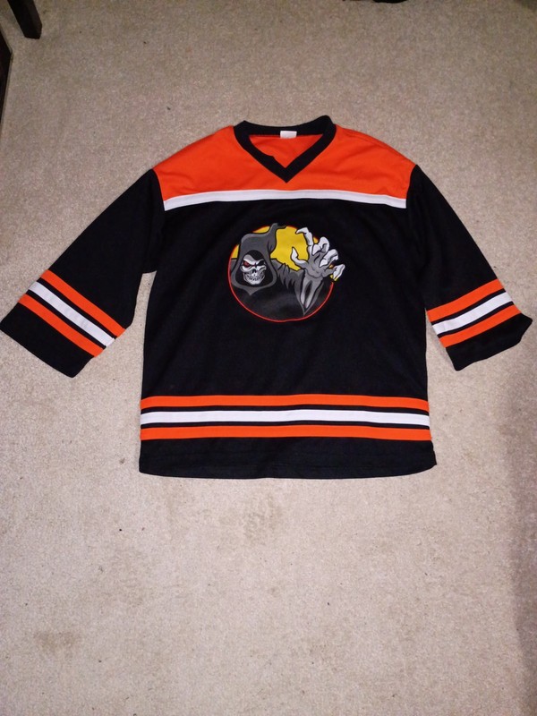 Spirit Halloween Hockey Jersey Men's Youth Size XL #31 Orange Black Horror gallery