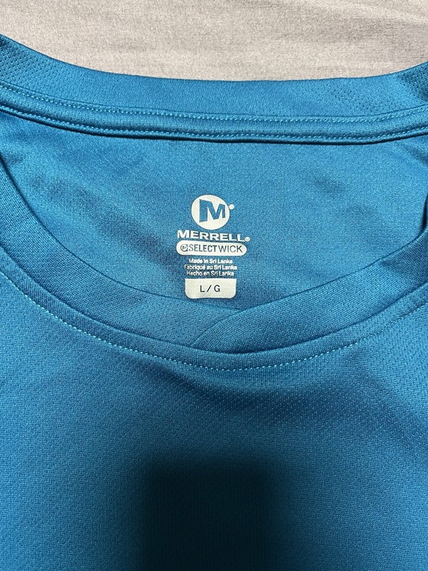 Merrell Mens Large Shirt Merrell Performance Blue Running 100% Polyester S/S gallery