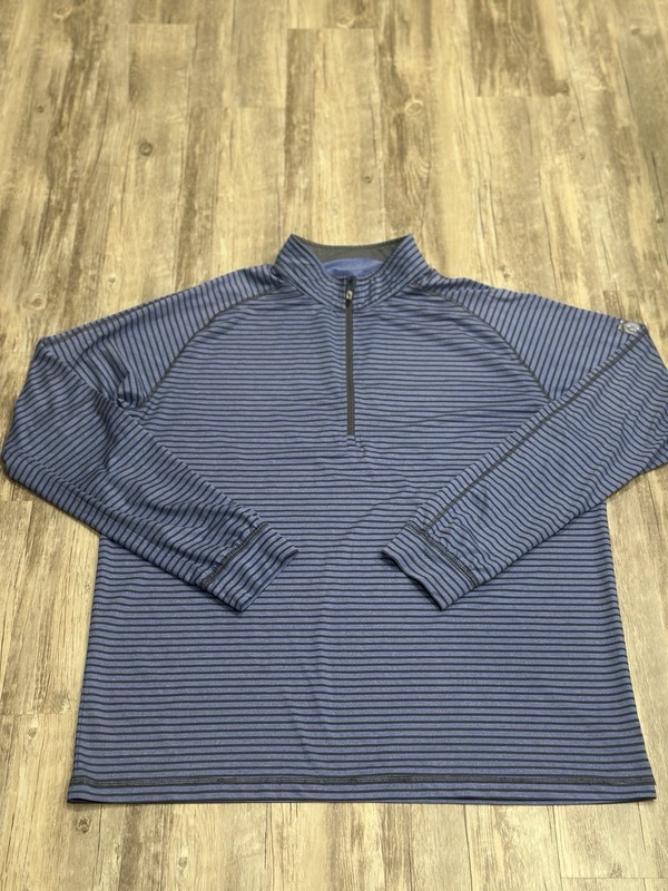 Straight Down Men’s Performance Golf 1/4 Zip Pullover Striped Blue Size XL * gallery