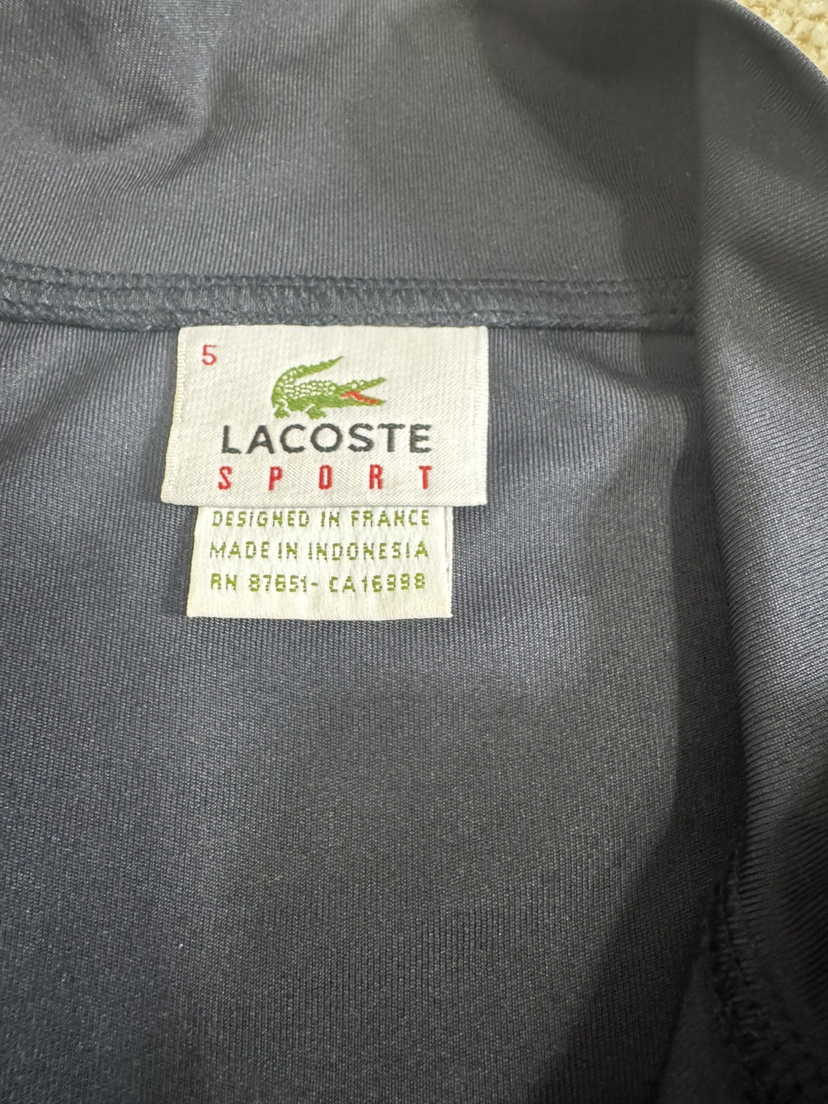 Lacoste Sport Mens Navy Blue Quarter Zip Pullover Long Sleeve Shirt Size 5 L gallery