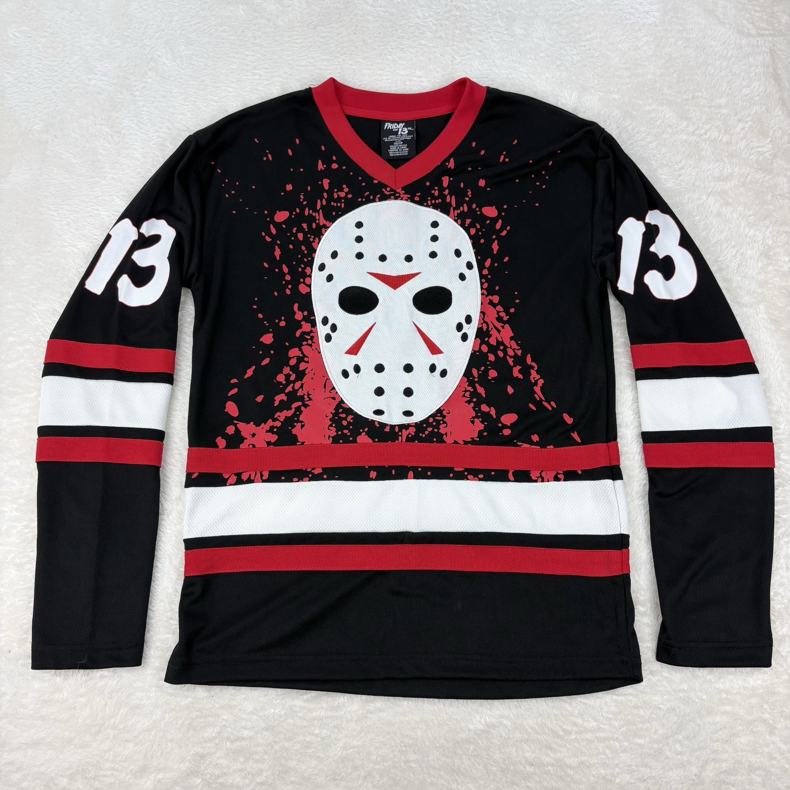 Friday The 13th Jason Voorhees Horror Movie Hockey Jersey Mens XS Red Black gallery