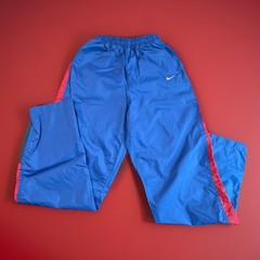 Nike Pants Small (4-6) Blue w/ Red Side Seam Windbreaker 90s Nylon Joggers