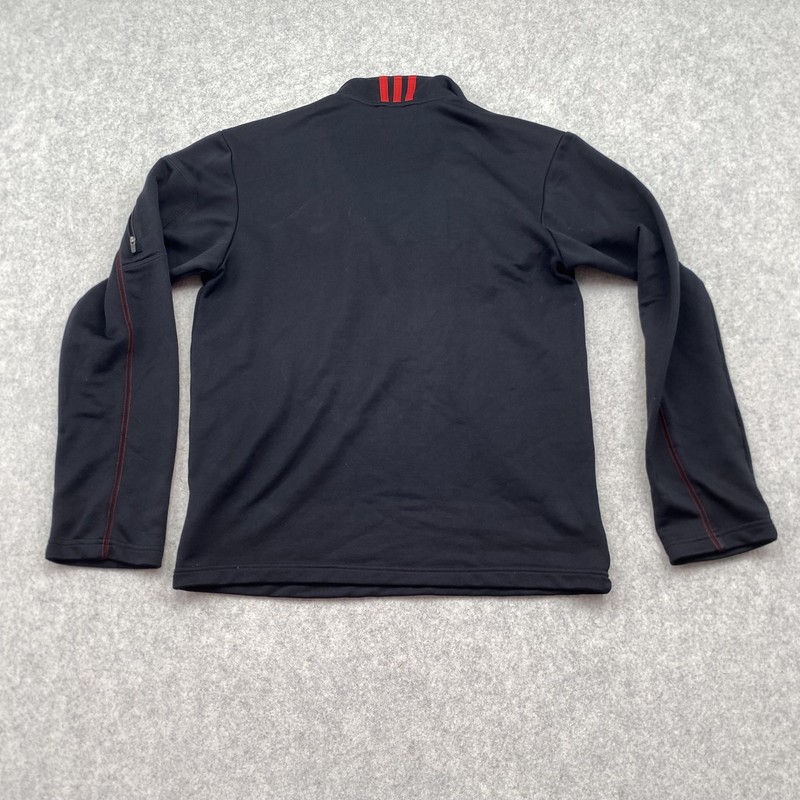 Adidas Pullover Mens Small Black 1/4 Zip Long Sleeve Golf Shirt Red Logo Pocket gallery
