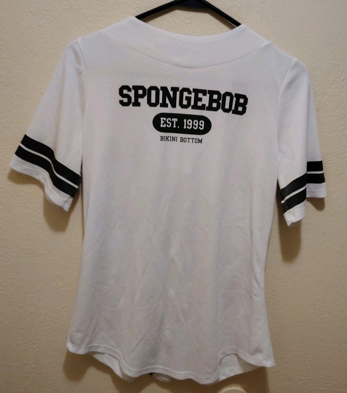 2020 White And Black Nickelodeon SpongeBob SquarePants Baseball Jersey Sz L gallery
