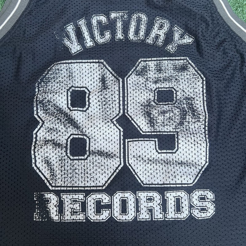 Vintage 90s Men's Victory Records Bulldog Logo Black Mesh Basketball Jersey 48 gallery