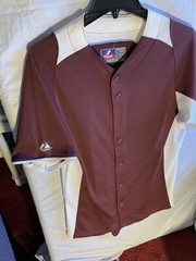 Majestic Baseball Shirt (2) SZ SMALL Maroon & White Cool Base Jersey Lot of 2