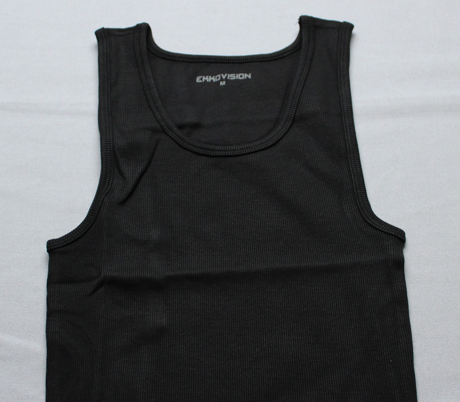 Ekko Vision Men's OG Solid Stretch Ribbed Beater Tank Top EJ3 Black Medium gallery