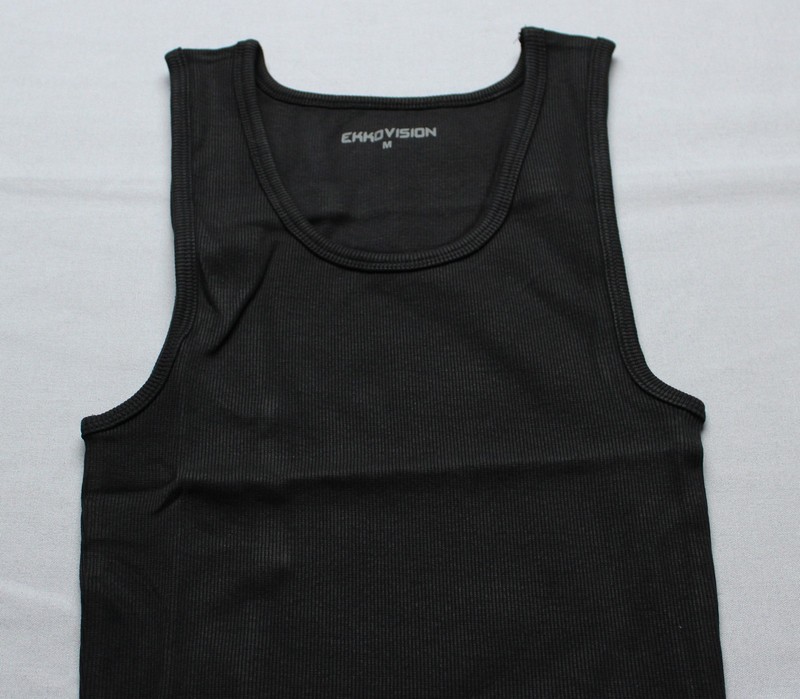 Ekko Vision Men's OG Solid Stretch Ribbed Beater Tank Top EJ3 Black Medium gallery