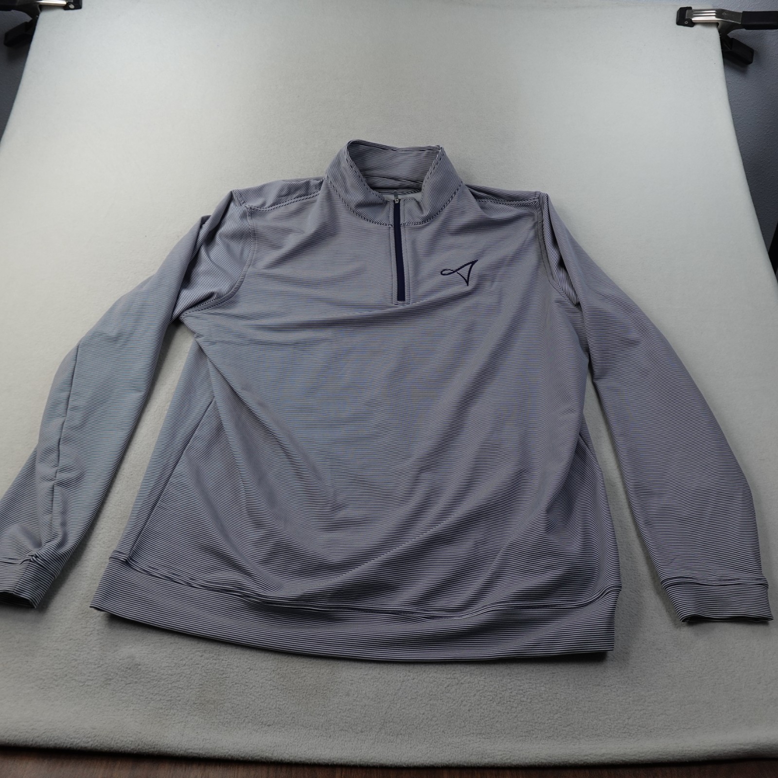 Peter Millar Perth Sugar Stripe Pullover Mens XL Blue 1/4 Zip Performance Golf gallery