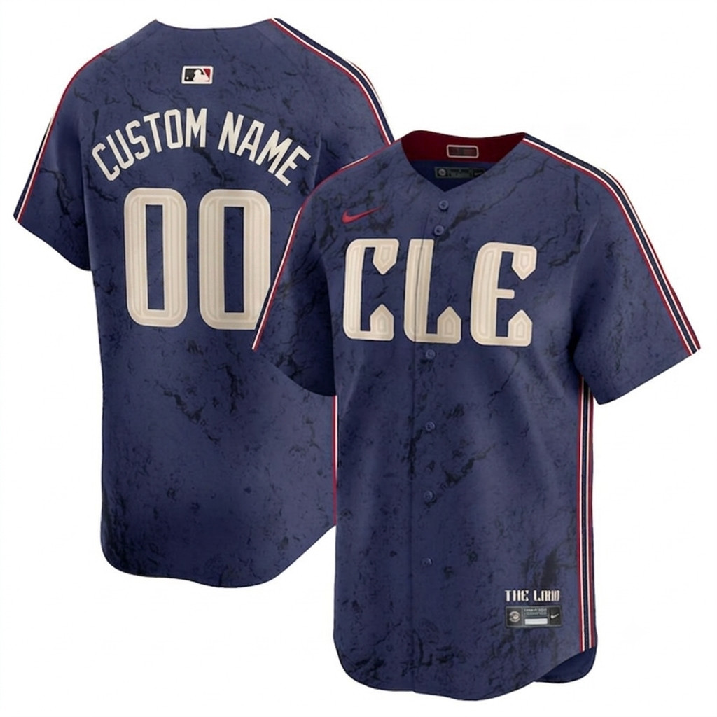 Custom Nike MLB 2024 Cleveland Guardians City Connect Stitched Navy Blue Jersey gallery