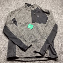 Spyder Mens XL Outbound 1/2 Zip Pullover Midweight Waffle Knit Fleece Gray