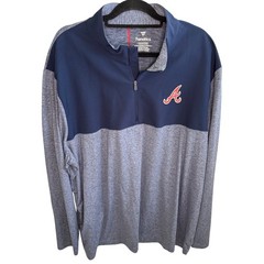 Fanatics Atlanta Braves Men’s 3XL Quarter Zip Pullover Navy Blue Heathered Shirt