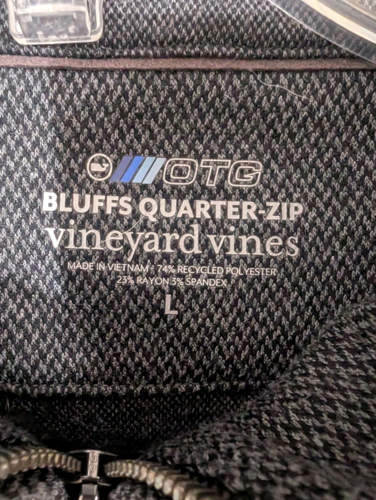 Vineyard Vines Bluffs Performance Quarter Zip Pullover Mens L Herringbone Q-zip gallery