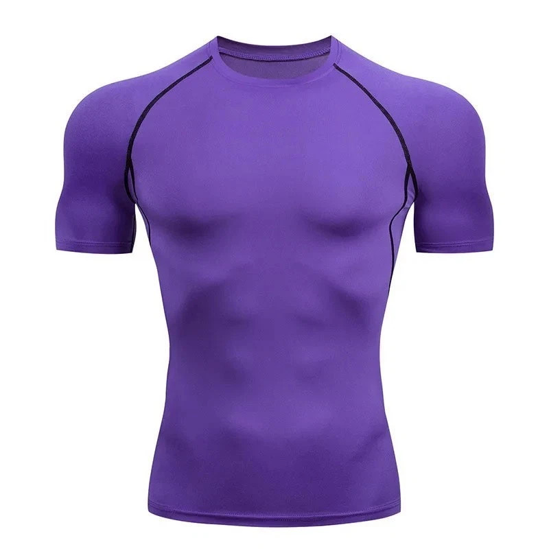 Men Compression Running T Shirt Fitness Tight Short Sleeve Tshirt Training Gym gallery