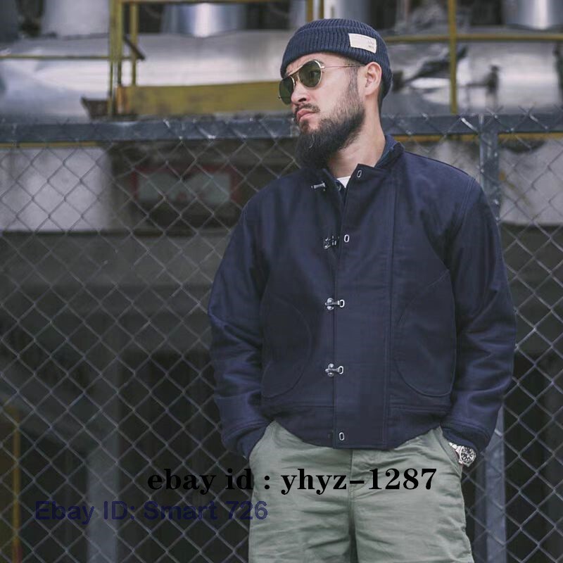 Navy Deck Hook Jacket Vintage Winter Usn Overalls Jacket Dark Blue Fashion New gallery