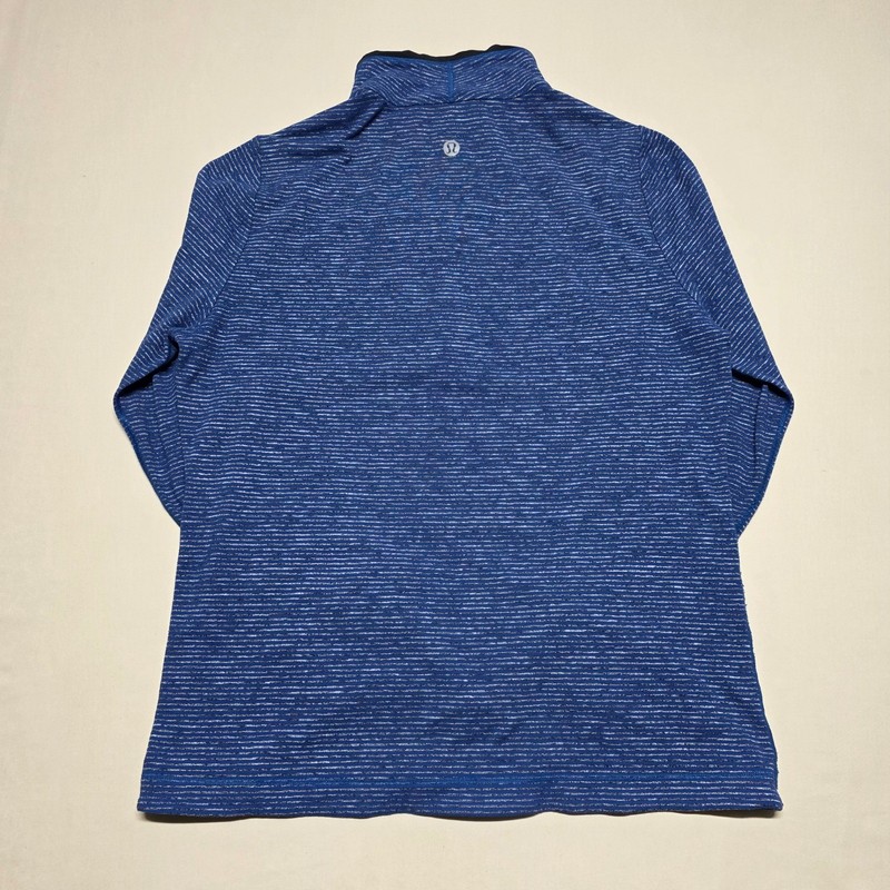 Lululemon Mens XL Blue Striped 1/4 Zip Pullover Long Sleeve Athletic Sweatshirt gallery