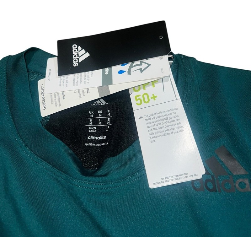 Men’s Adidas Climalite Athletic Shirt Size Medium UPF 50+ Teal Black NWT A2 gallery