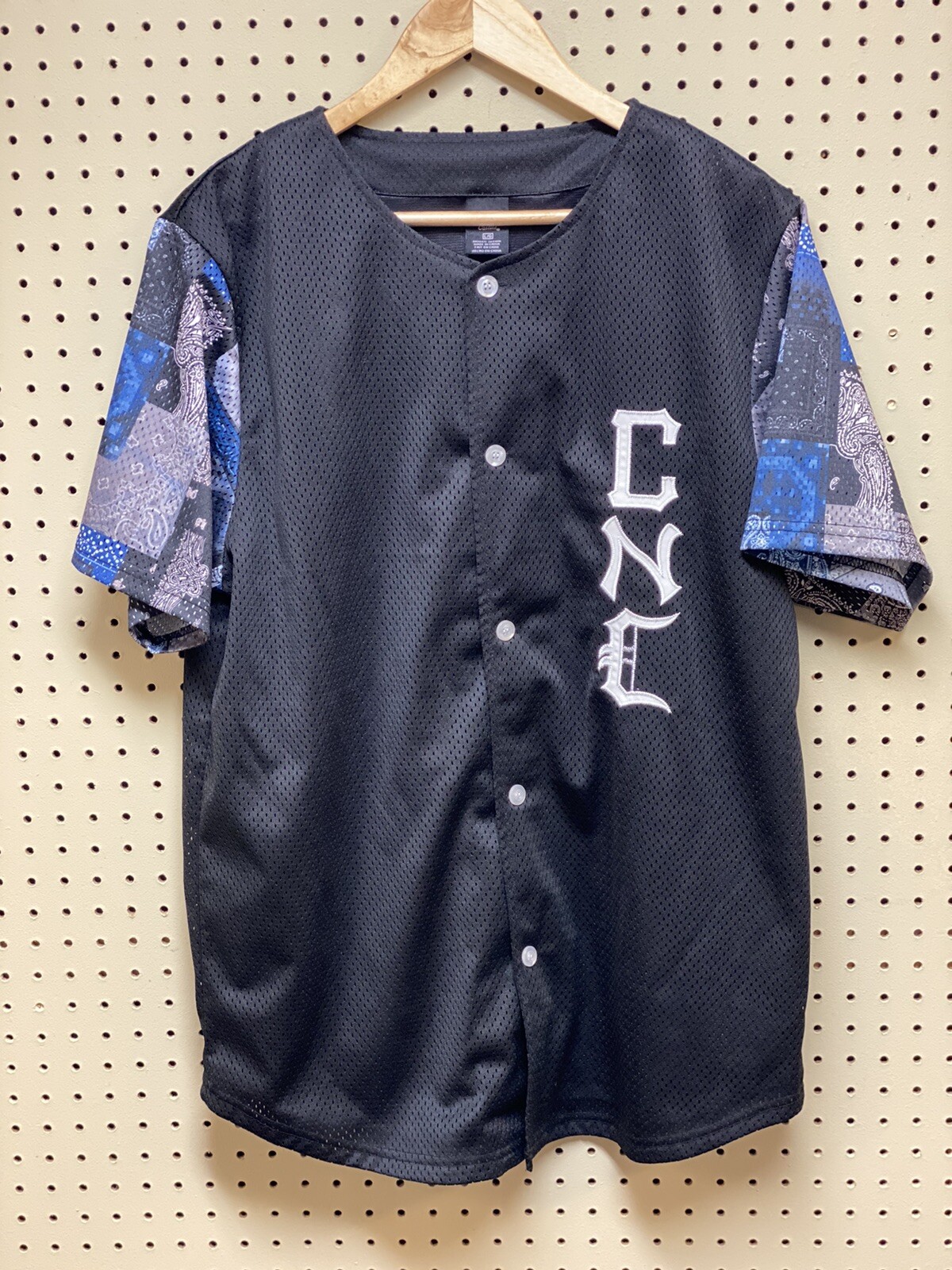 Mens Large Black Paisley Crooks & Castles Baseball Jersey 85 Short Sleeve L gallery