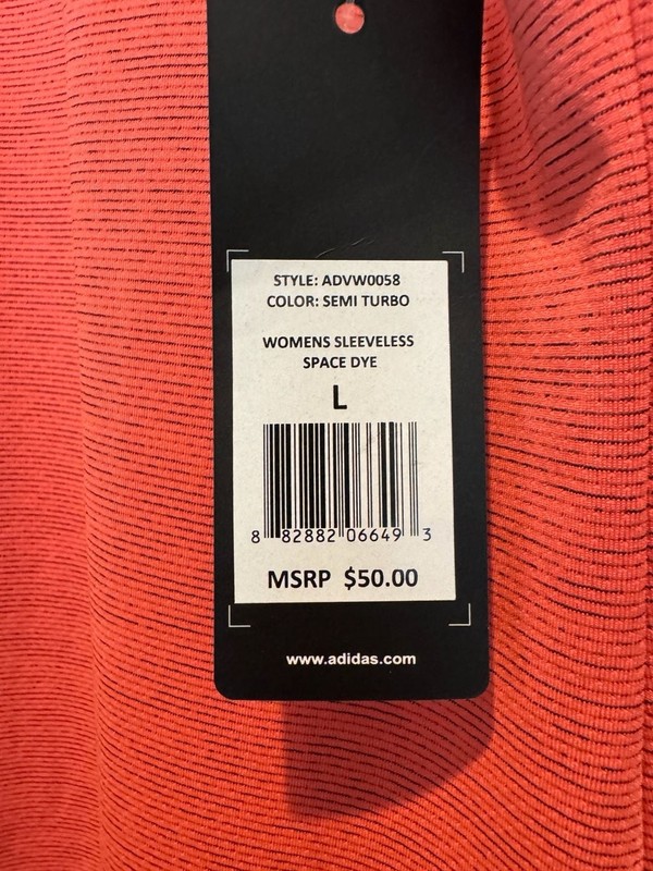 adidas Women's Sleeveless Space Dye Golf Polo in Semi Turbo NEW L gallery