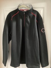 Calvin Klein Mens Pullover Sweatshirt 3/4 Zip Up Black/Silver Size XL