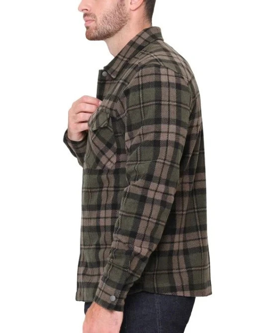 Men's BC Clothing Heritage Plaid Button-Up Shirt Jacket Med Green/Black - NWT! gallery