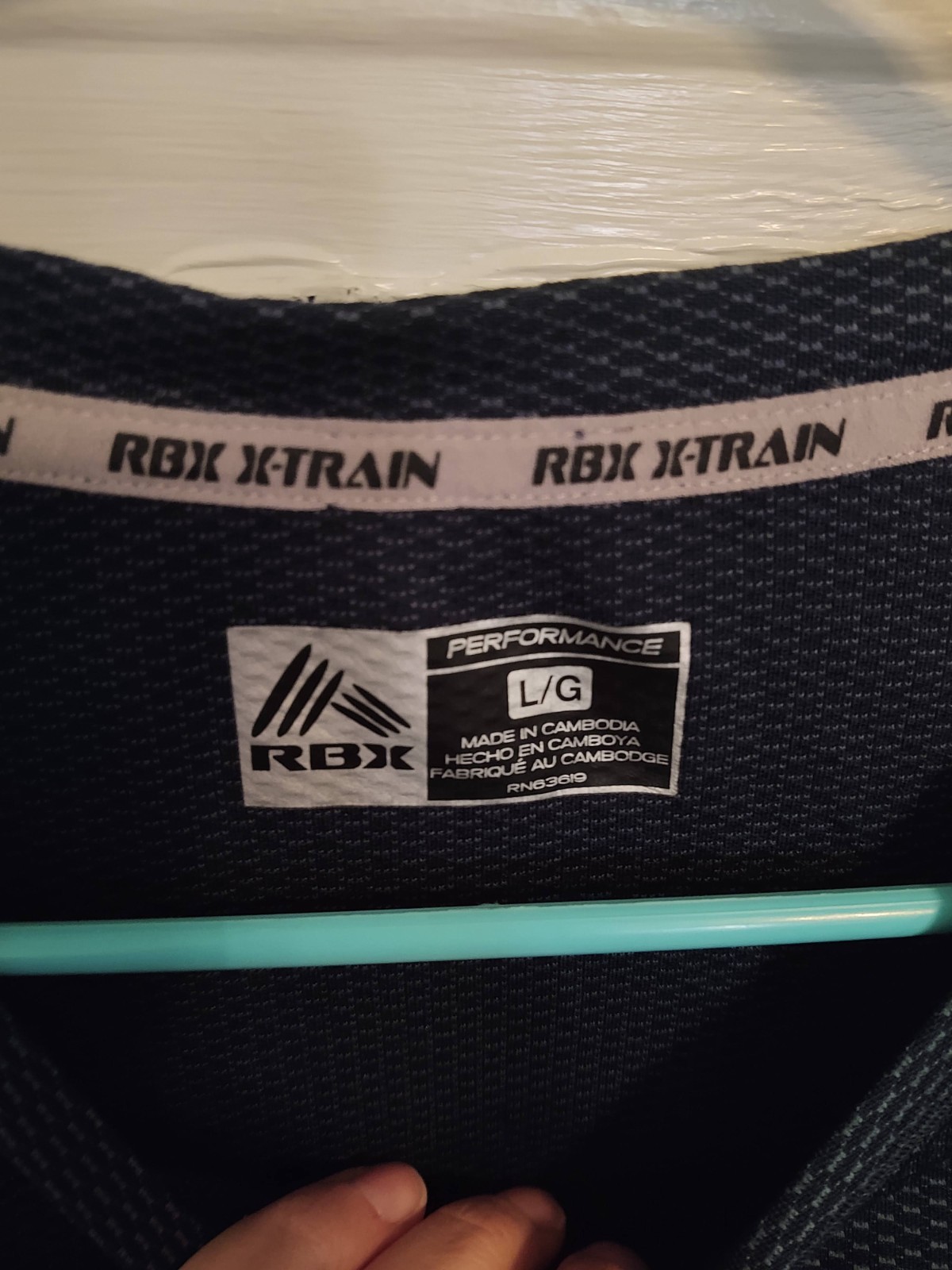 RBX X-Train Performance Men's Lg Knit Diamond Crew Neck Long Sleeve Blue Shirt gallery
