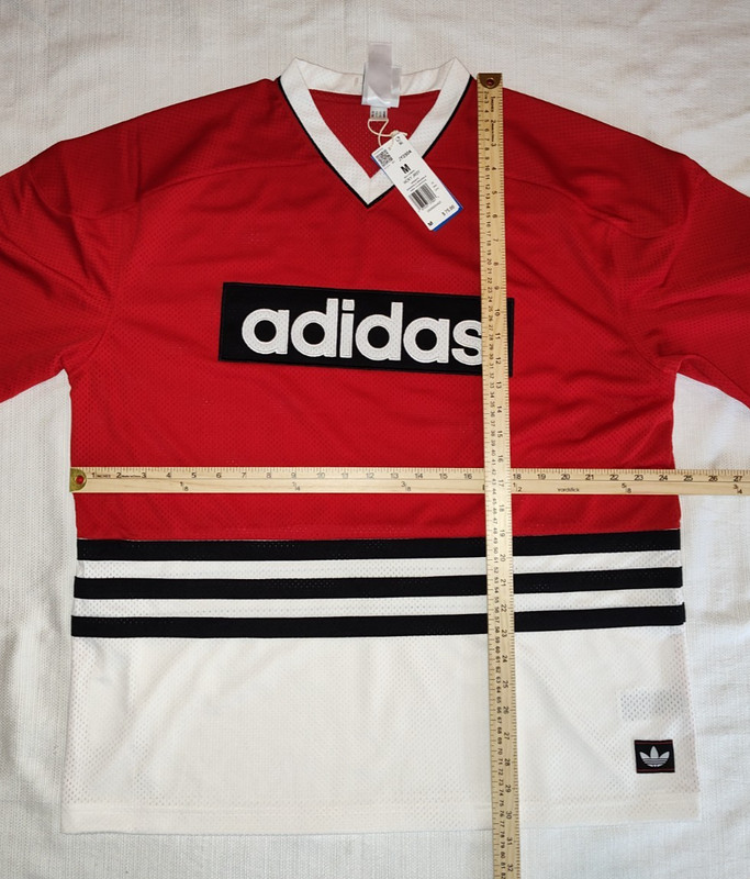NEW Adidas Originals Men's Mesh Hockey Jersey Red Black White Medium M JY2804 gallery