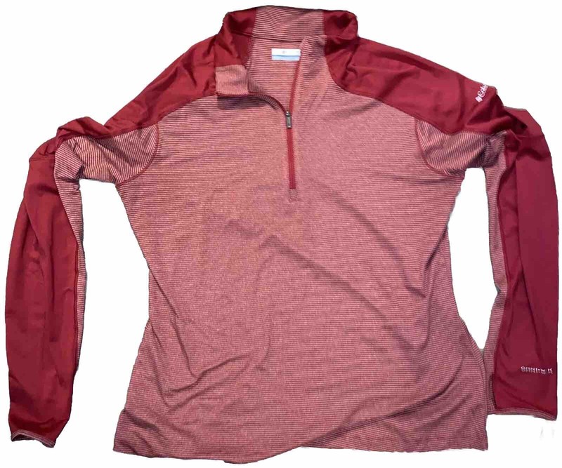 Columbia Pullover maroon Men’s 1/4 Zip W Striped Body Solid LS Shirt XL 20 P 2p gallery