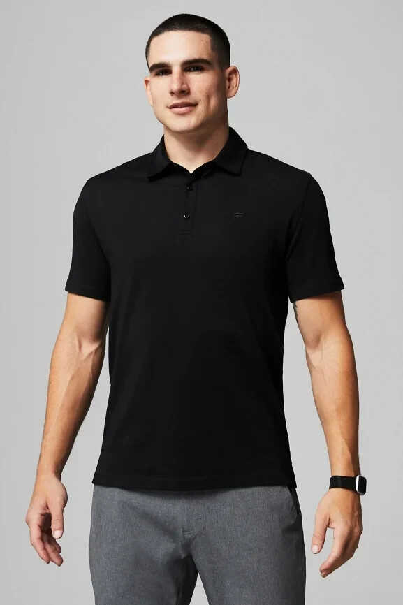 Fabletics Men's Small - The Dash Polo Shirt Black - Breathable Active