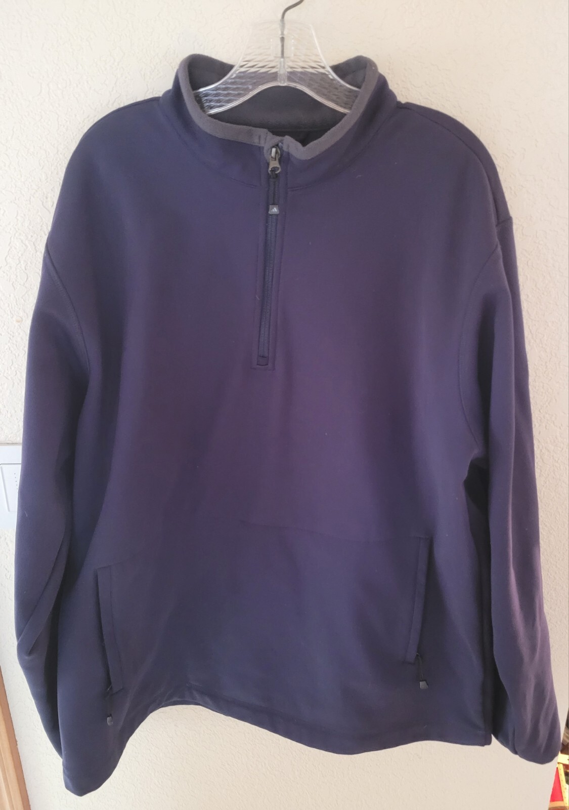 Adidas Men's Clima-Proof Wind 1/4 Zip Pullover Long-sleeved Navy Size: XL 30" L gallery