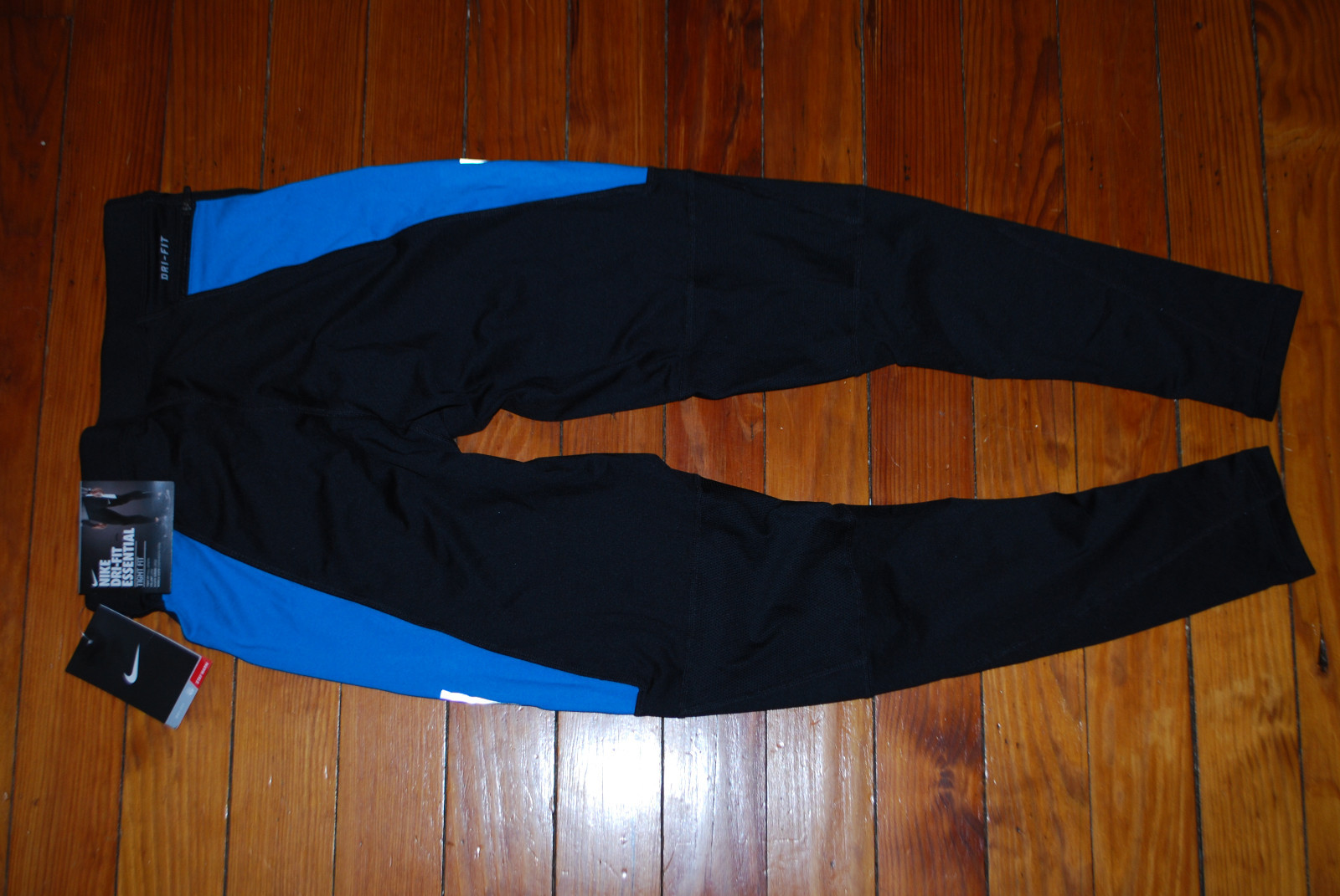 NEW Nike DriFit Black & Cool Blue Reflective Running Compression Tights (Medium) gallery