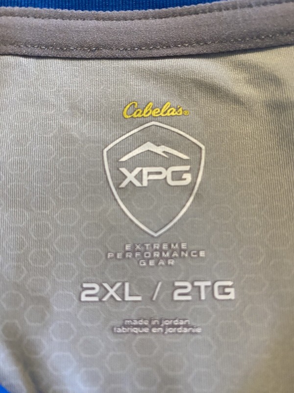 Cabelas Extreme Preformance Gear Men’s 2XL Blue Athletic Short Sleeve Shirt gallery