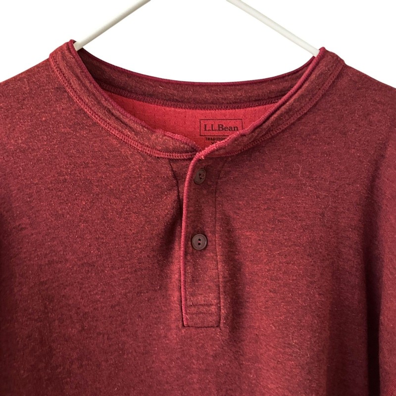 L.L. Bean Men's Red Wool & Cotton 1/4 Button Outer Layer Henley Shirt Size XL gallery